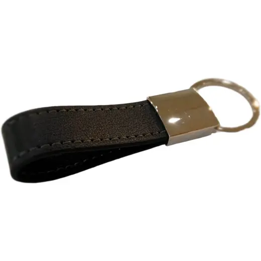 Vegan Leather Looped Key Ring Black Display